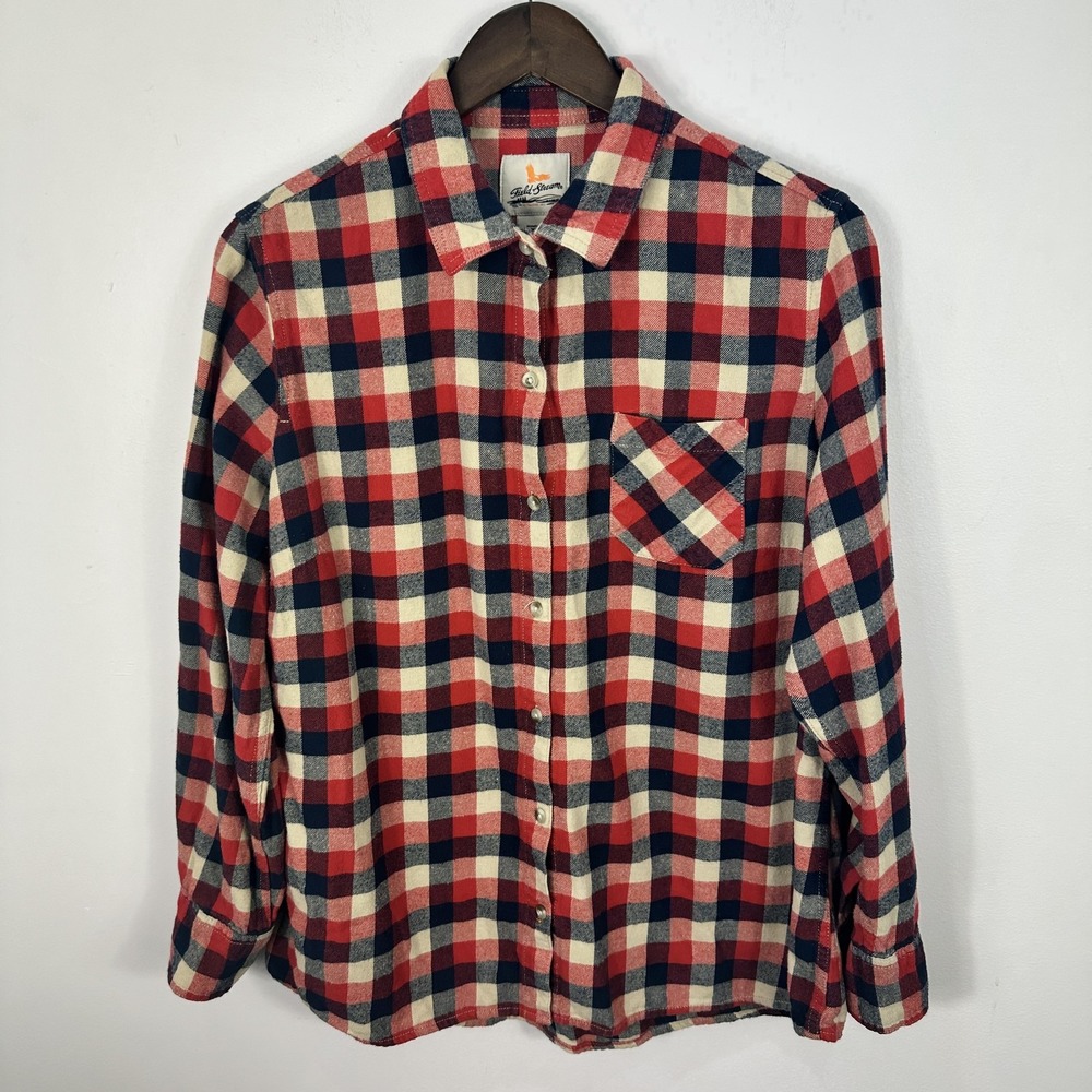 Field & Stream Plaid Flannel Button Up Shirt Women‎ XL Red Outdoors 90s Grunge